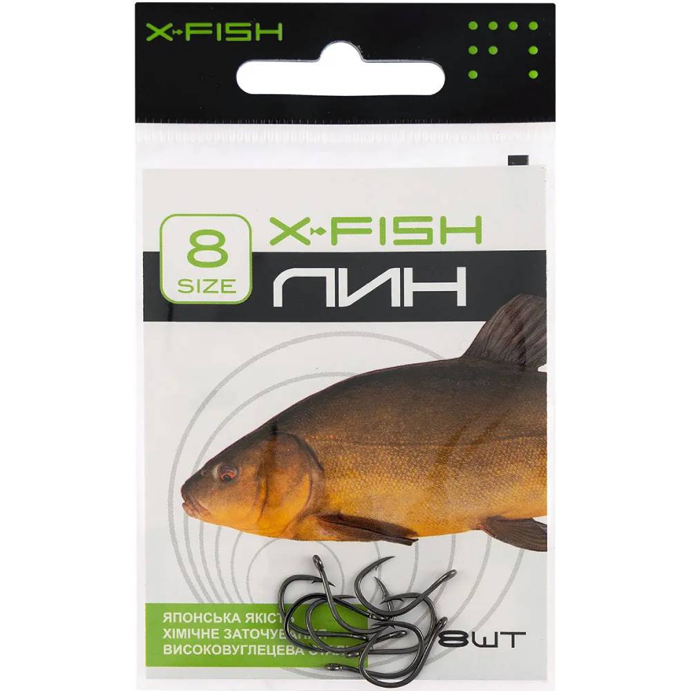 Набір гачків X-Fish Лін #8 8 шт (D10050#8) Матеріал Високовуглецева сталь