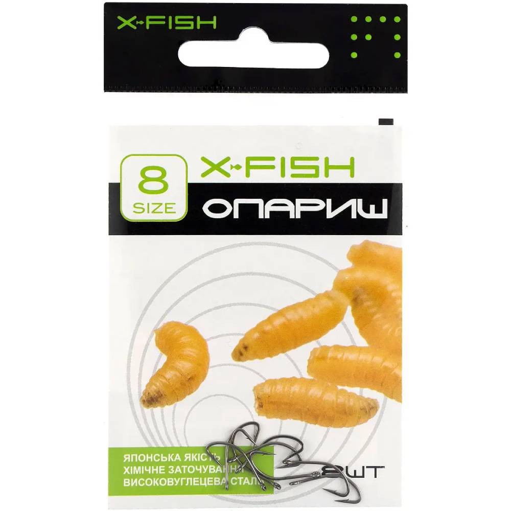 Набір гачків X-Fish Опариш #8 8 шт (D12150#8) Матеріал Високовуглецева сталь
