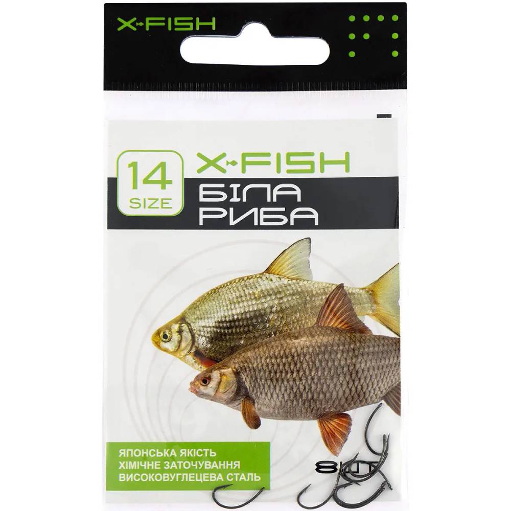 Набор крючков X-FISH Белая Рыба #14 8 шт (F11201#14) Вид одинарные