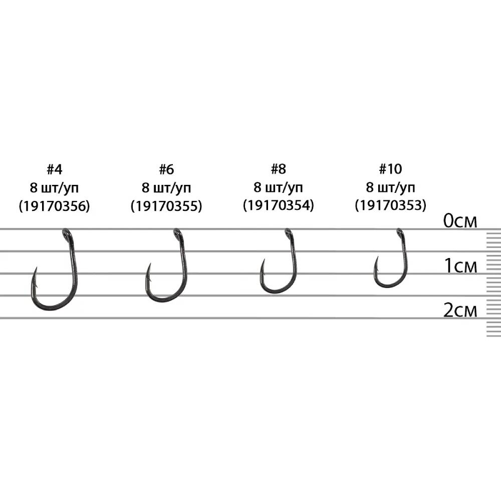 Набір гачків X-FISH Короп #4 8 шт (D12600#4) Головка вушко