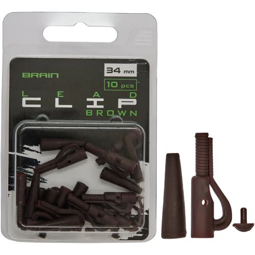 Безпечна кліпса BRAIN Lead Clip With Stopper 34 мм 10 шт Brown (1858.24.98)