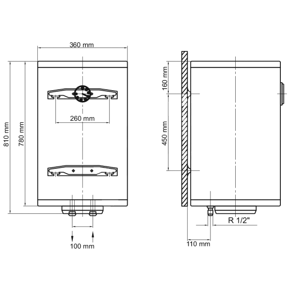 Бойлер ARTI WH V Slim Dry 50L/2 Объем бака 50 л