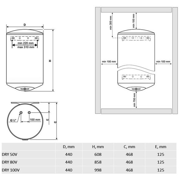 Бойлер TESY DRY 80V Об'єм баку 80 л