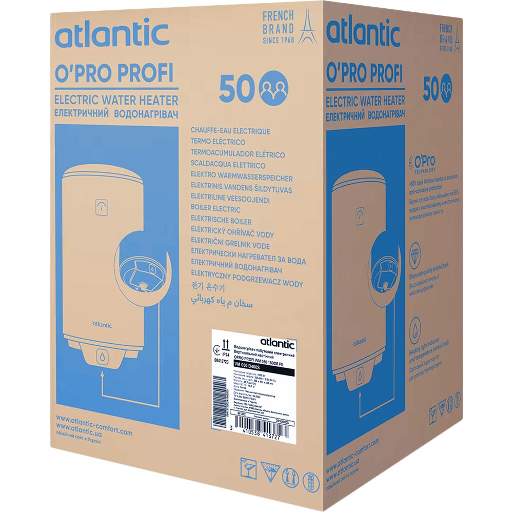 Бойлер ATLANTIC Opro Profi VM 050 D400S 1500W (841372) Потужність 1500