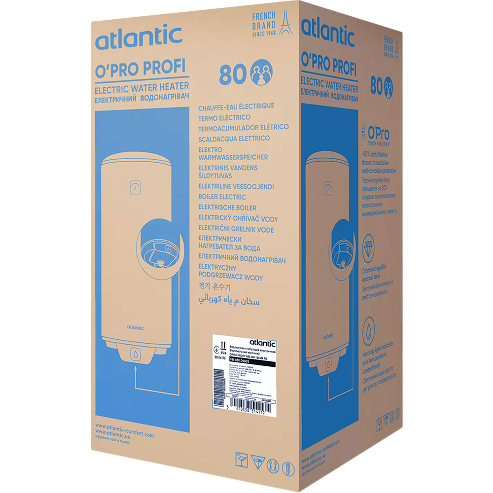 Бойлер ATLANTIC Opro Profi VM 080 D400S 1500W (851417) Мощность 1500