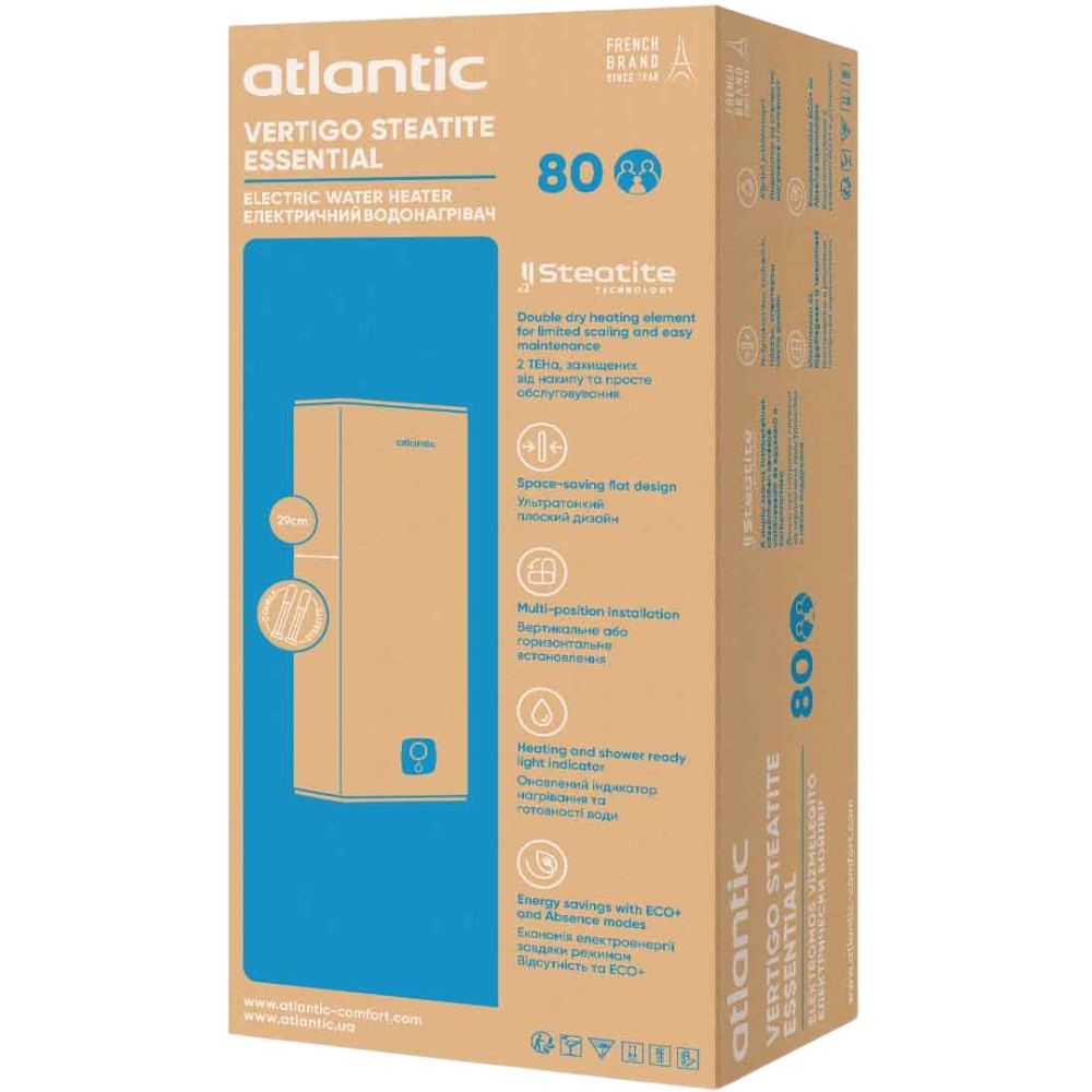 Фото Бойлер ATLANTIC Vertigo Steatite Essential 80 MP-065 2F 220G (1500W)