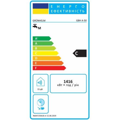 Бойлер GRUNHELM GBH A-50, 50л. Об'єм баку 50 л