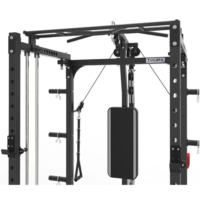 Мультистанція TOORX All-in-One ASX-3000 Black (ASX-3000) Додатково вбудований напрямний гриф довжиною 174,3 см із системою фіксації на 16 рівнях висоти (45,5–180,5 см) — безпечне виконання жиму, присідань та тяг без напарника
