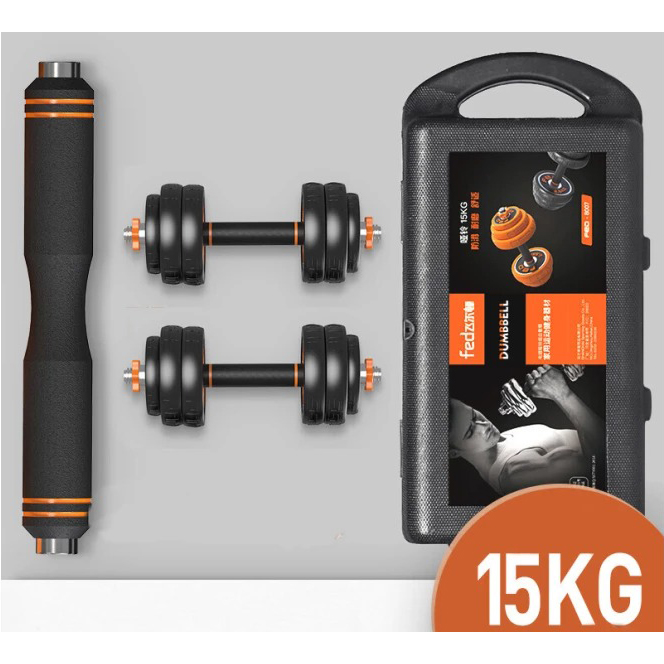 Гантелі FED 15 кг black (749232) Материал Матеріал грифу: Пластик; Матеріал млинців: Сталь