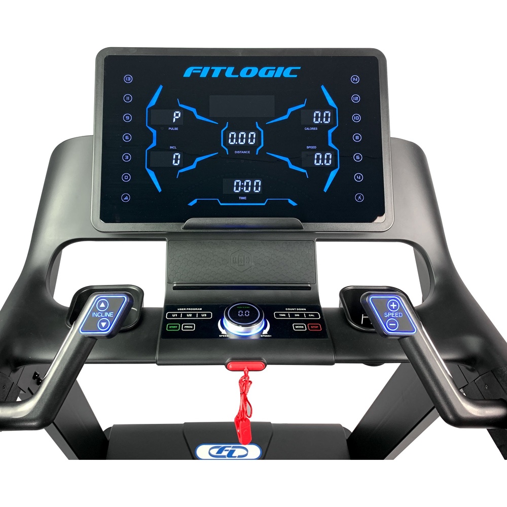 Бігова доріжка FITLOGIC T69A Pro Додатково Bluetooth; бездротове заряджання для смартфона; підтримка додатків Kinomap та Zwift; ключ безпеки; Body Fat Test