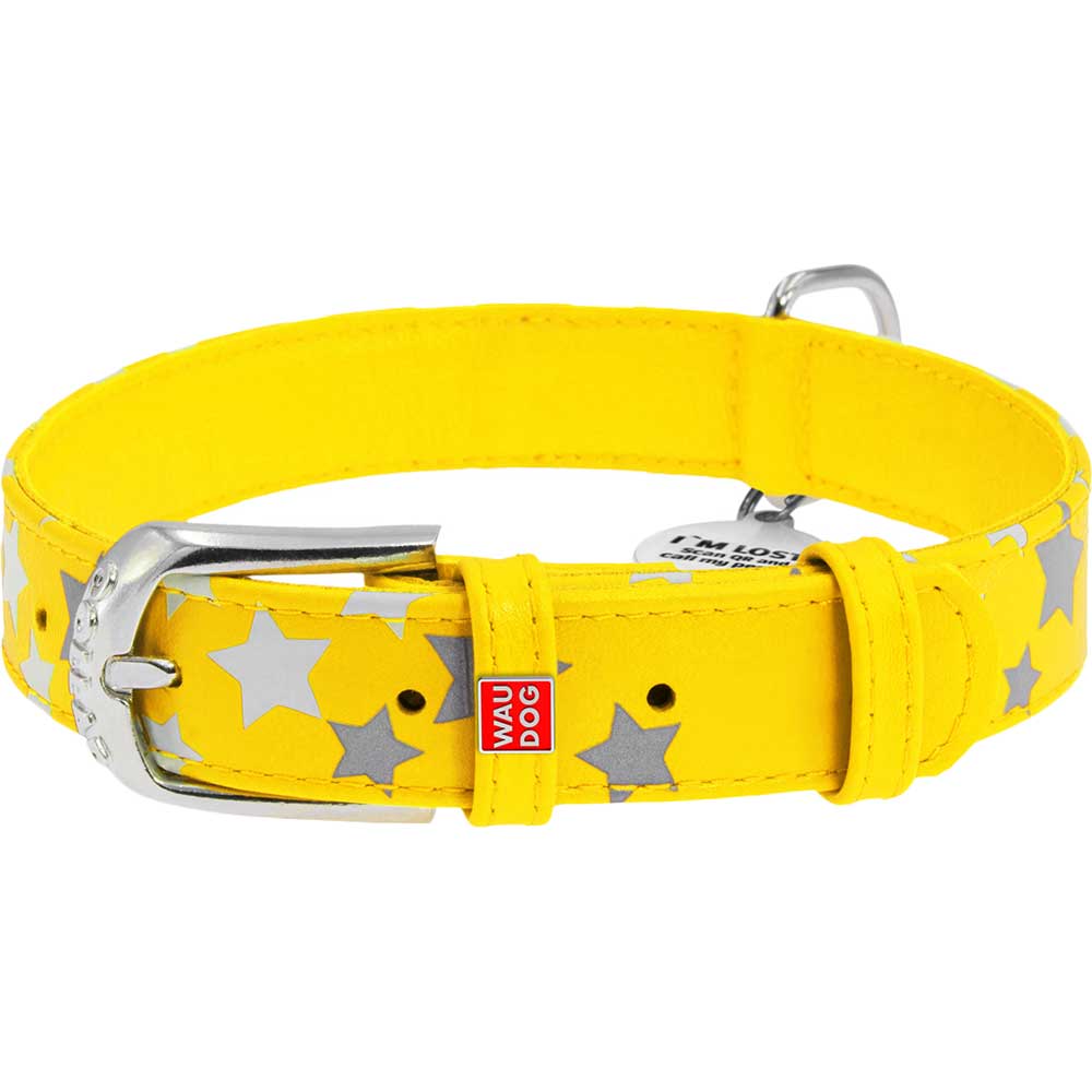 

Ошейник WAUDOG Glamour с QR 25 мм 38-49 см Yellow (35878), Нашийник Glamour з QR пасп., "Зірочка", світонакоп