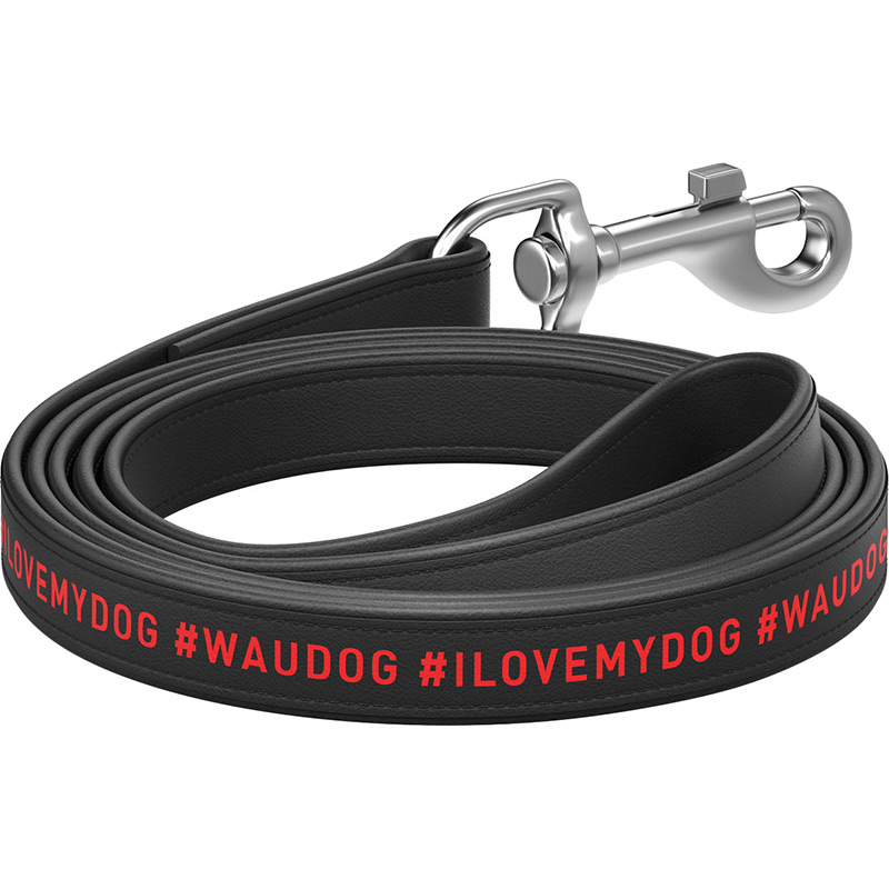 

Поводок для собак WAUDOG Я люблю свою собаку 18 мм 122 см Black (37971), Повідець шкір. Design, "я люблю свою собаку", Ш 18