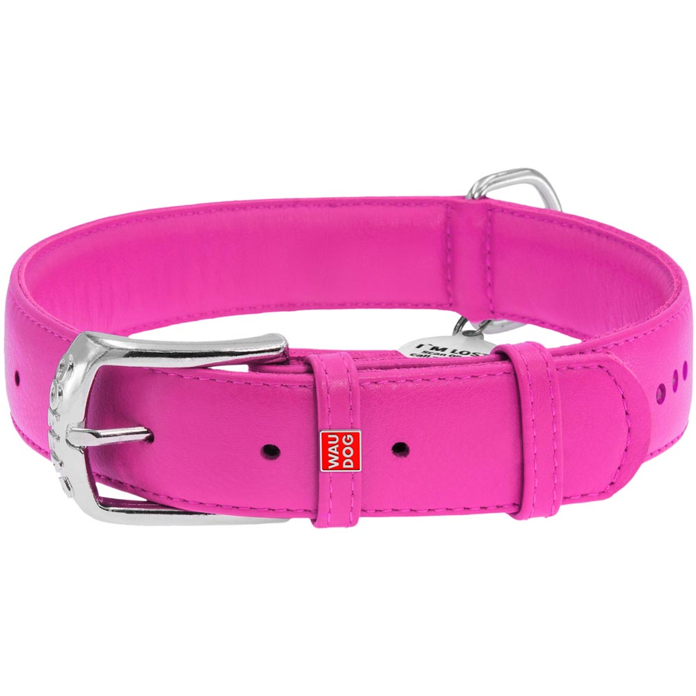 

Ошейник для собак WAUDOG Glamour M с QR со стразами 38-49 см 25 мм Pink (38787), Нашийник Glamour з QR пасп., подвійний зі стразами