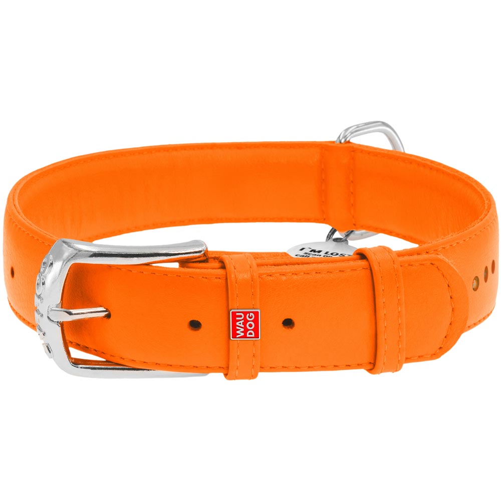 

Ошейник для собак WAUDOG Glamour M с QR со стразами 38-49 см 25 мм Orange (38784), Нашийник Glamour з QR, подвійний зі стразами