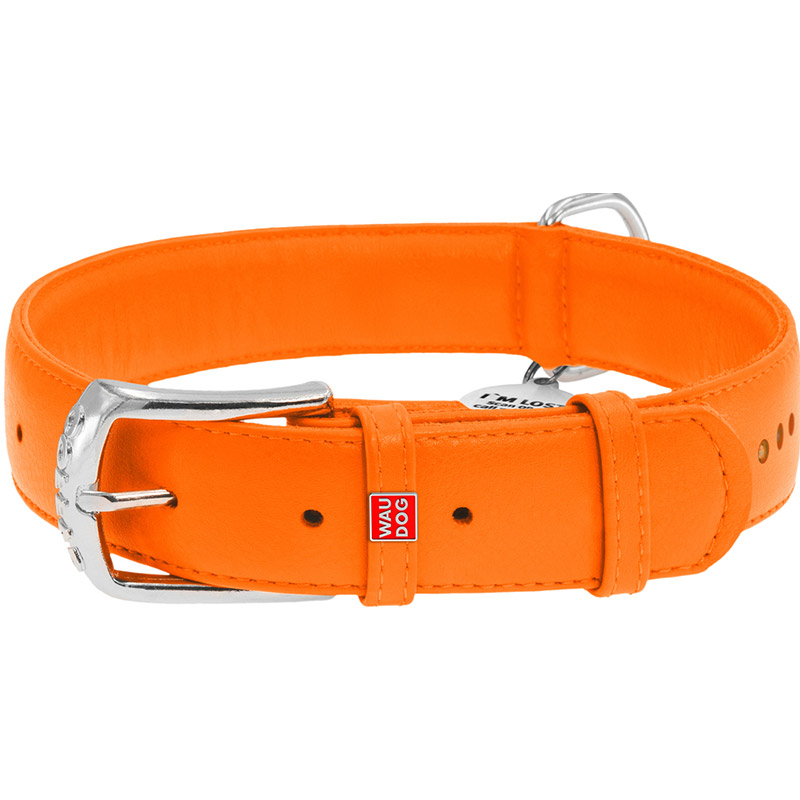 

Ошейник для собак WAUDOG Glamour с QR 35 мм 46-60 см Orange (38824), Нашийник Glamour з QR, подвійний зі стразами