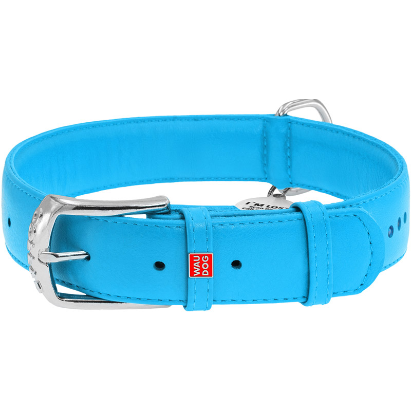 

Ошейник для собак WAUDOG Glamour с QR 35 мм 46-60 см Blue (38822), Нашийник Glamour з QR пасп., подвійний зі стразами
