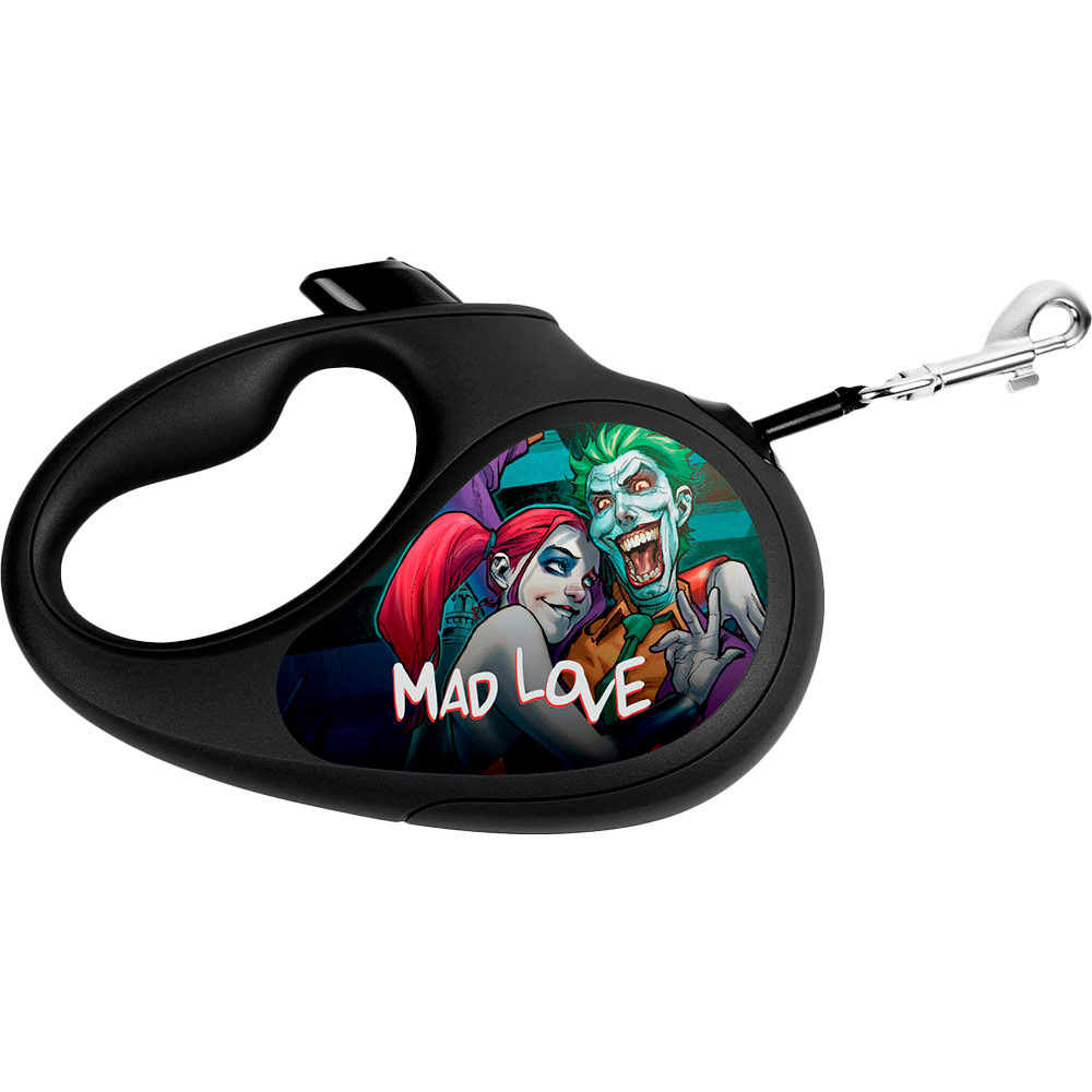 

Поводок-рулетка для собак WAUDOG R-leash Сумасшедшая любовь XS 12 кг 3 м Black (8123-1013-01), Повідець-рулетка, "Божевільне кохання", XS