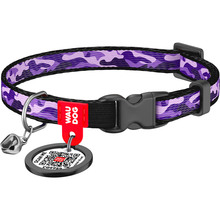 Нашийник для кішок WAUDOG Nylon з QR 10 мм 20 - 30 см Violet camo (5275)