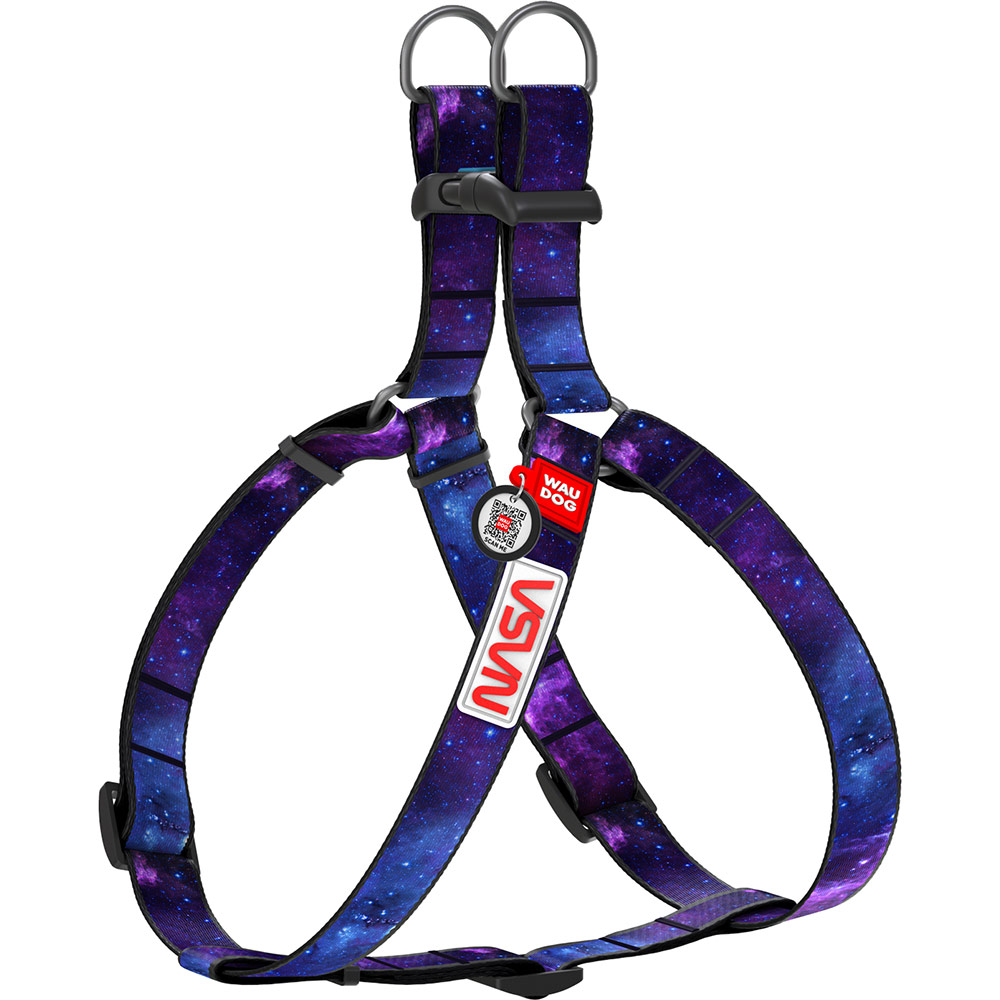 

Шлея для собак WAUDOG Nylon c QR паспортом рисунок NASA21 размер L 60-90 см ширина 25 мм (4802-0148), Шлея нейлонова Nylon з QR-пасп., "NASA21", пласт.