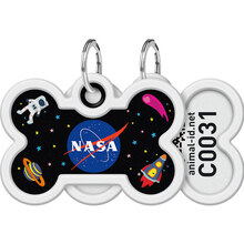 Адресник для собак и котов WAUDOG Smart ID c QR паспортом рисунок NASA кость 40 х 28 мм (0640-0147)