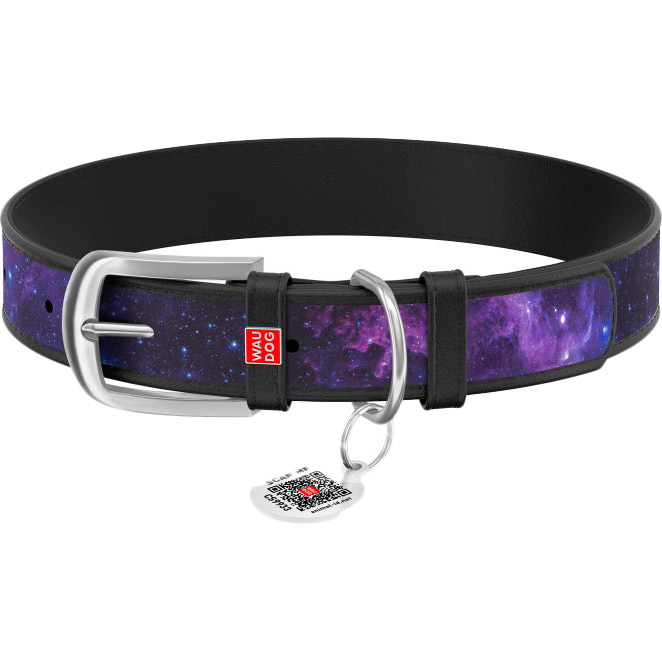 

Ошейник для собак WAUDOG Design с QR NASA21 размер XL длина 46-60 см ширина 35 мм Black (3606-0148-01), Нашийник шкір. Design з QR пасп., "NASA21", L, Ш 3