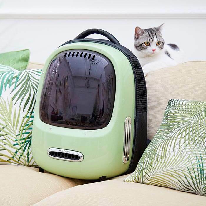 Рюкзак-перенесення PETKIT Breezy 2 Smart Cat Carrier Green (P7704-G) Додатково водонепроникний, тоноване вікно, система вентиляції, регулювати потужність повітряного потоку, вбудована лампа, бічна кишеня