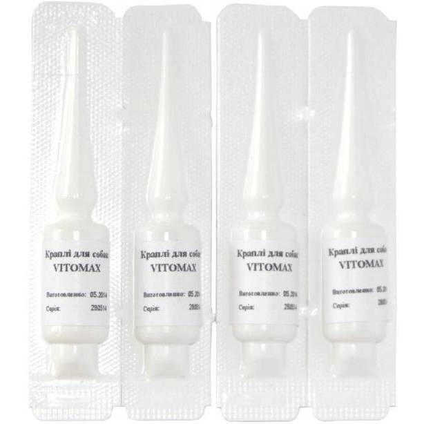 Краплі на холку VITOMAX Еко проти бліх та кліщів для собак 4 піпетки (4820150200244) Призначення від зовнішніх паразитів