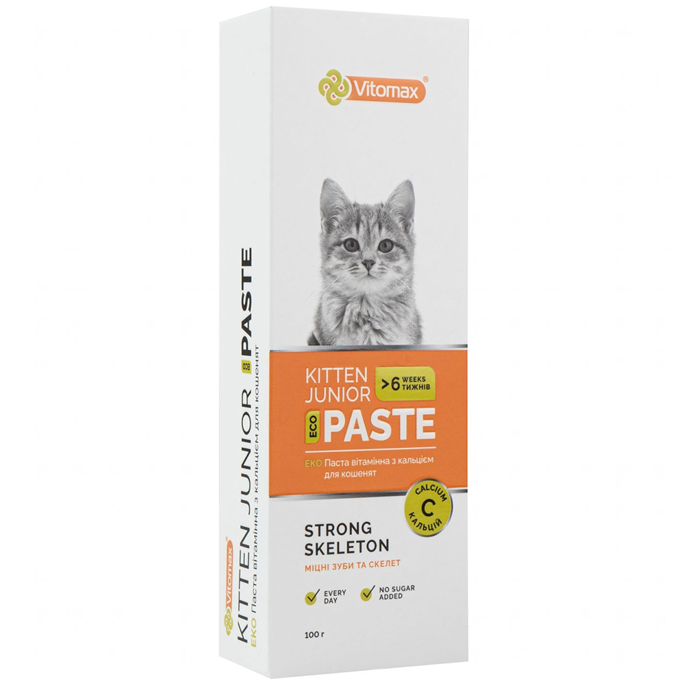 Еко-паста VITOMAX вітамінна з кальцієм для кошенят 100 г (4820150209261) Категорія для кішок