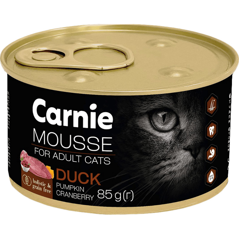 Консерва для кішок Carnie м'ясний мус з качкою, гарбузом, журавлиною та желе 85 г (4820255195575)