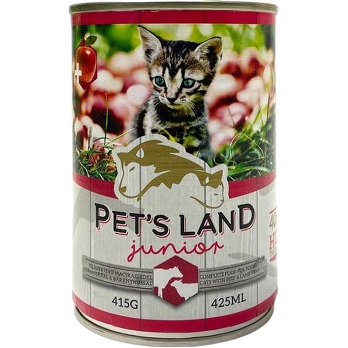 Консерва для кошек PET'S LAND JUNIOR говядина и ягненок 415 г (5999563943181)