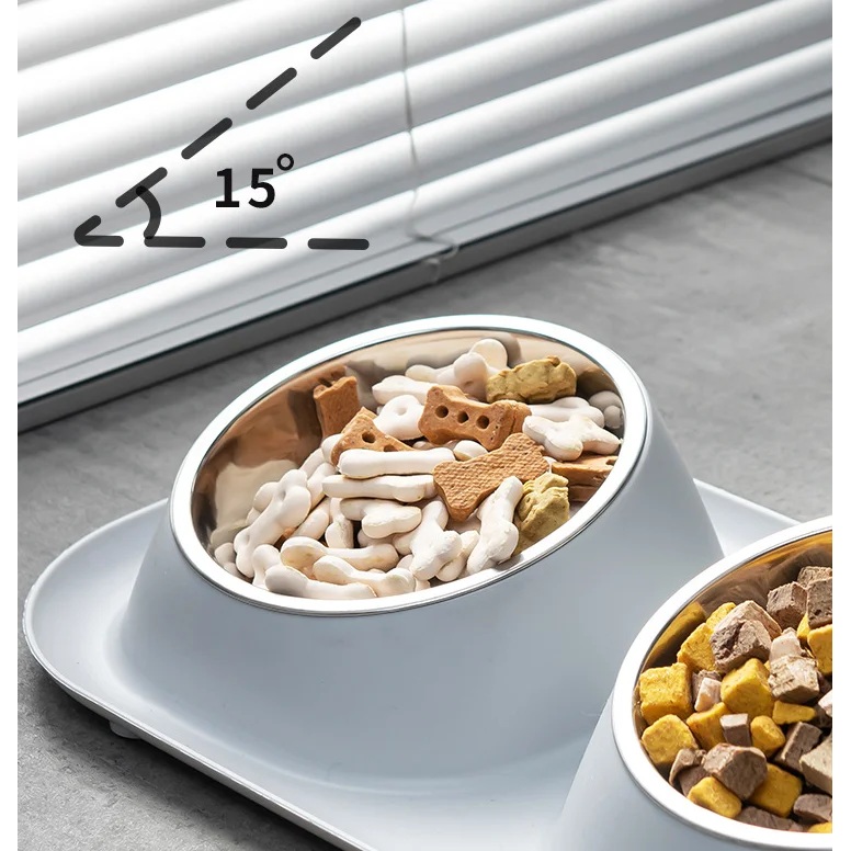 Миска подвійна для тварин LAPKA (LPK-25) Особливості Розмір: 40 х 23 х 8 см; Розмір миски: 14 х 5 см; Об'єм: 2х350 мл