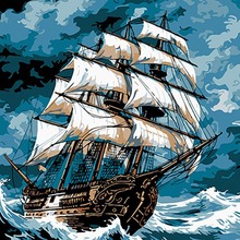 Картина по номерам STRATEG Морской шторм на черном фоне 40 х 40 см (AV4040-71)