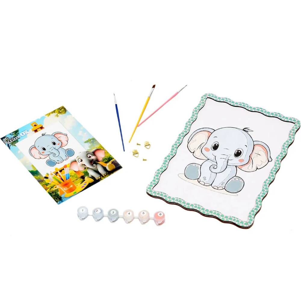 Картина за номерами PUZZLEOK Слоник 29 х 21 см (Puz-22949) Формат одна картина