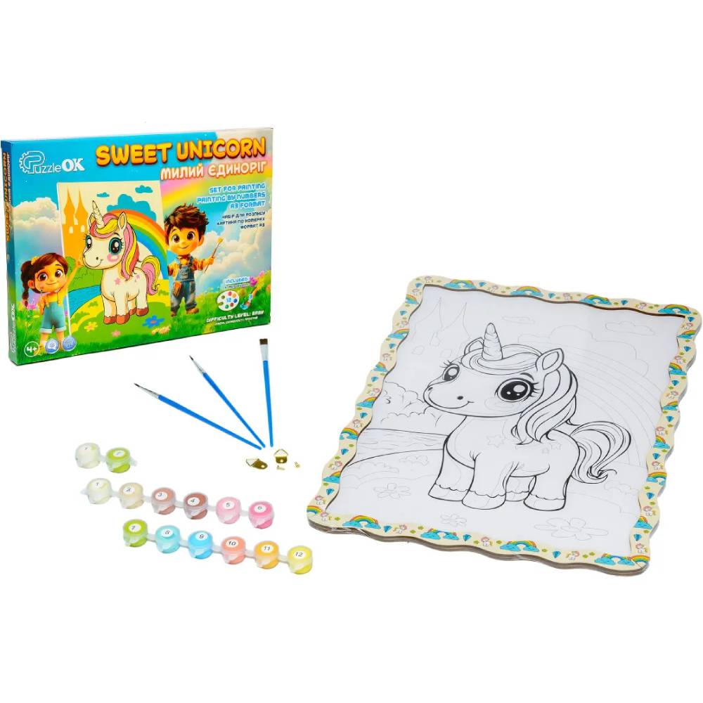 Картина по номерам PUZZLEOK Милый Единорог А3 (Puz-22950)