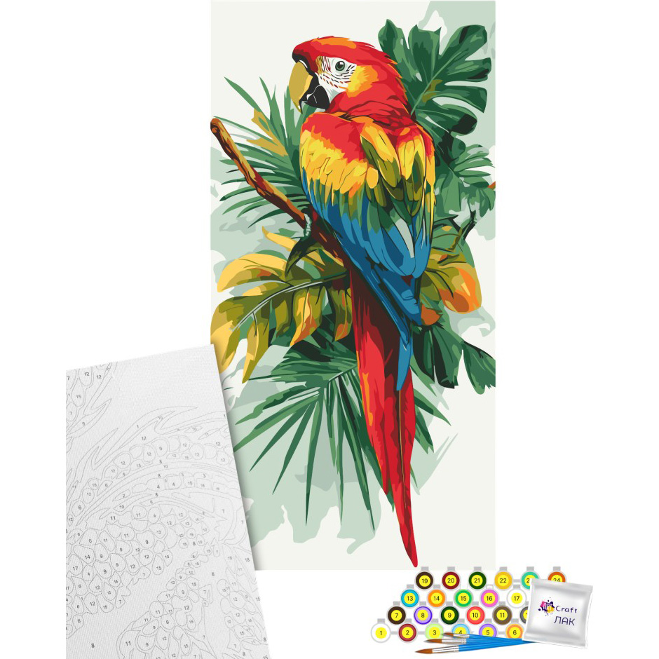 Картина по номерам ARTCRAFT Разноцветный попугай "Яркий ара" 40х80 см (11721-AC) Сюжет  птицы