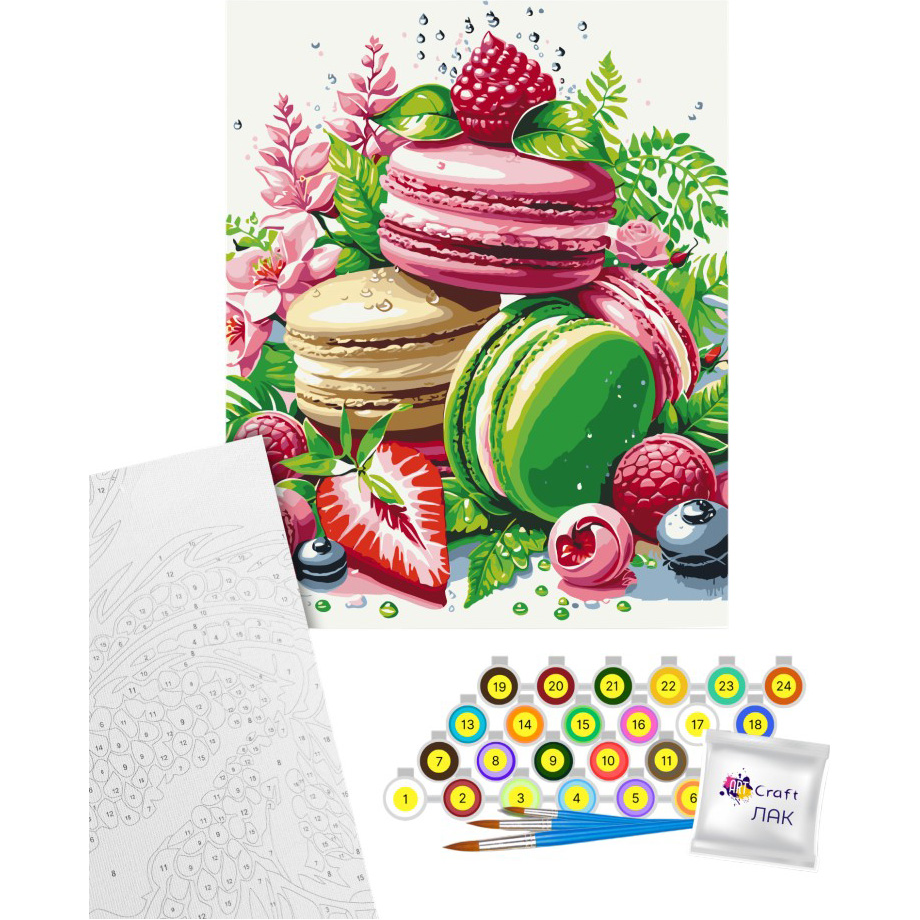 Картина за номерами ARTCRAFT Ягідний десерт "Макаруни" 40х50 см (12048-AC) Сюжет  для кухні