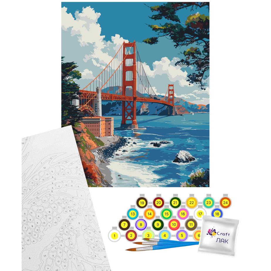 Картина по номерам ARTCRAFT Мост Золотые Ворота 40 х 50 см (11070-AC) Сюжет  архитектура