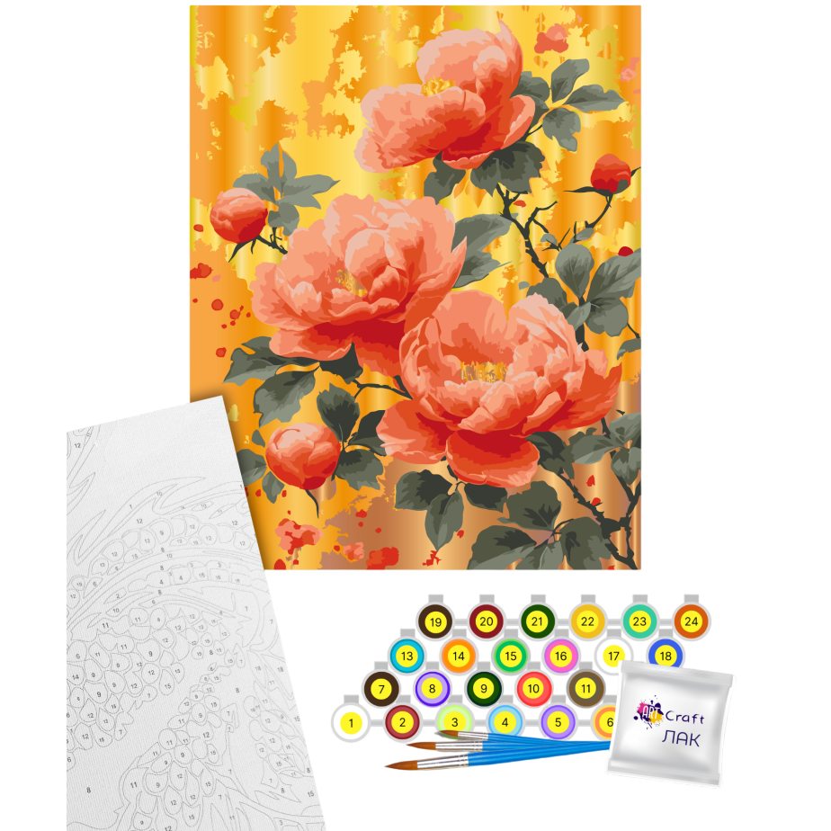 Картина за номерами ARTCRAFT Золото троянд 40 х 50 см (13163-AC) Сюжет  квіти