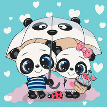 Картина по номерам ARTCRAFT Пандочки под зонтиком 30 x 30 см (15519-AC)