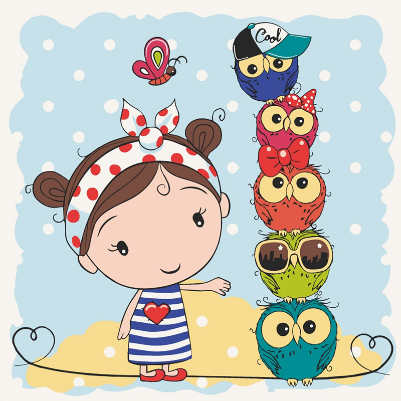 Картина по номерам ARTCRAFT Девочка и совята 30х30 см (15562-AC)