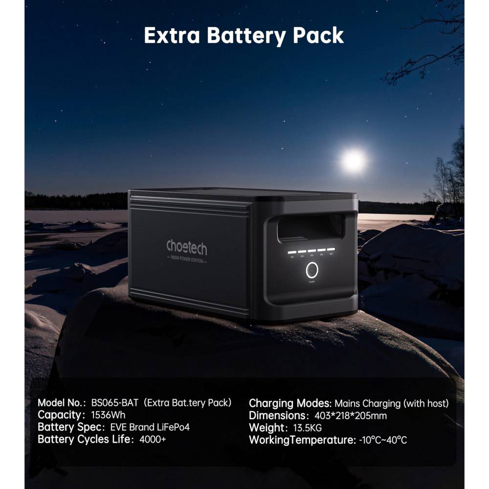 Дополнительная батарея CHOETECH 1536Wh Black (BS065-Battery) Тип аккумулятора LiFePO4