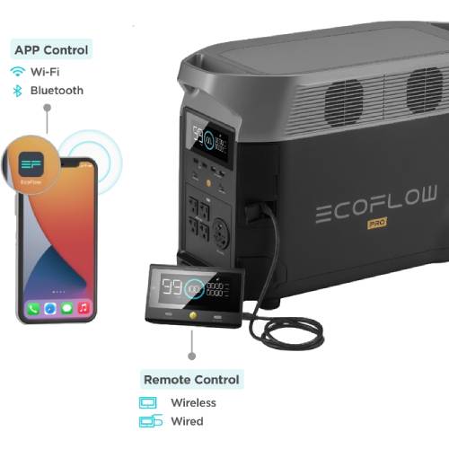 Контролер ECOFLOW DELTA Pro Remote Control (DELTAProRC) Додатково вхід USB-C: 5В; внутрішнє живлення: 3 пальчикові батареї ААА; провідне підключення: 12В (стандартний кабель інтернет)