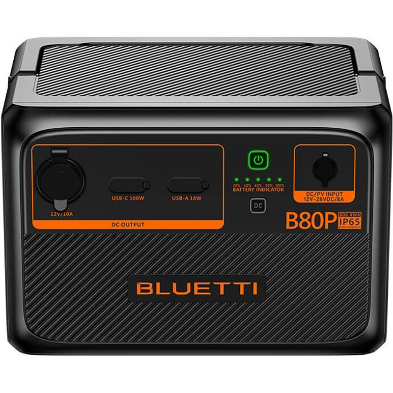 Додаткова батарея BLUETTI B80P 806Wh (PB931262) Особливості можна використовувати самостійно завдяки USB-C (100 Вт), автомобільному виходу 12 В/10 А та USB-A