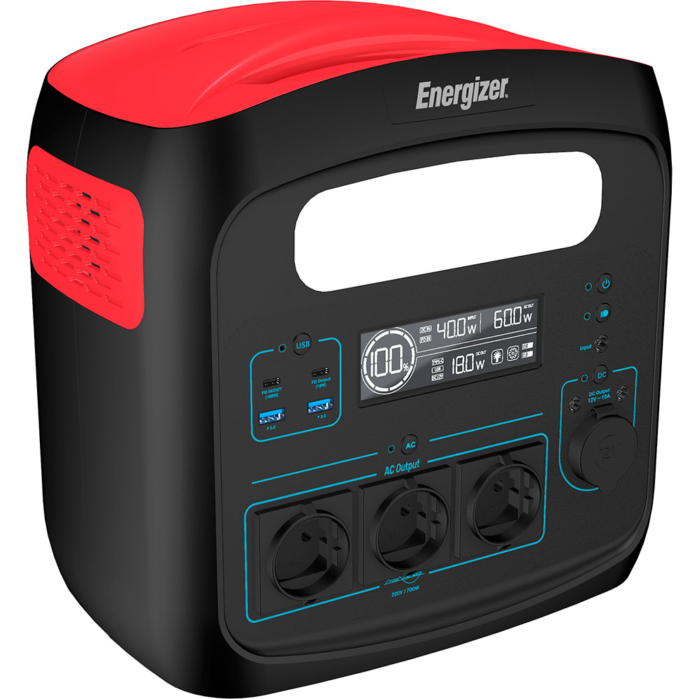 Зарядная станция ENERGIZER PPS960W1 - 960Wh AC 700W/100W PD/2xUSB/2xDC Способ зарядки от автомобильной зарядки