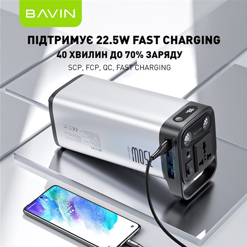 Зарядна станція BAVIN PC021S 173Wh Silver (Y-PC021S-SV) Типи портів USB Type-A
