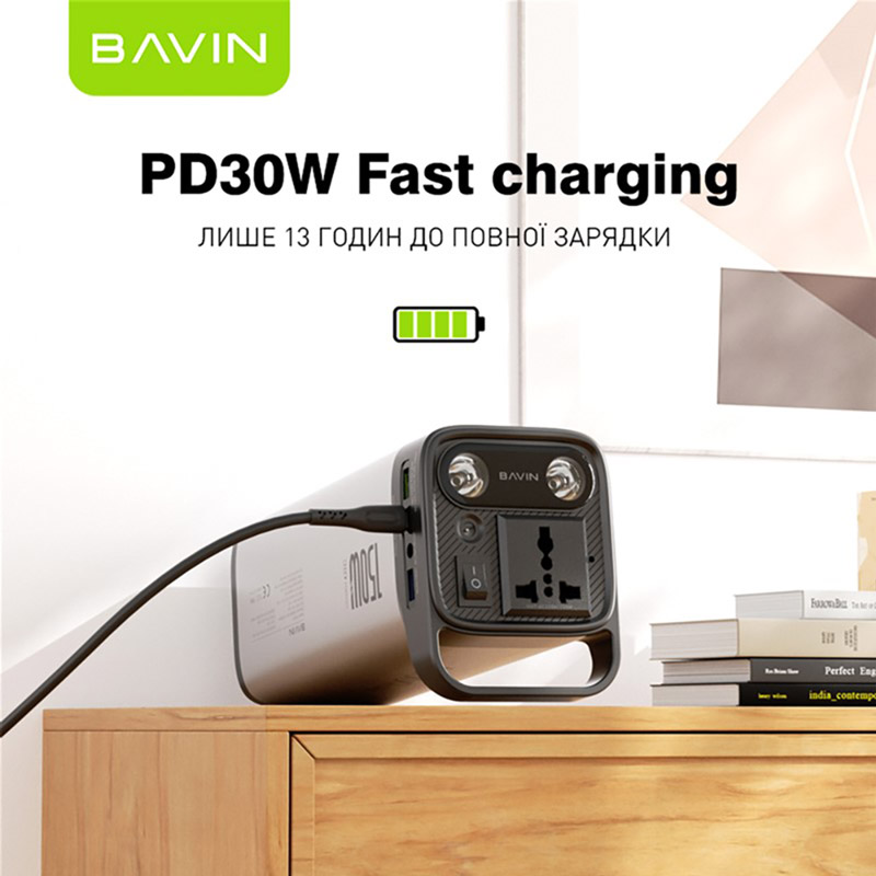 Зарядна станція BAVIN PC021S 173Wh Silver (Y-PC021S-SV) Максимальна потужність (X-Boost) 150