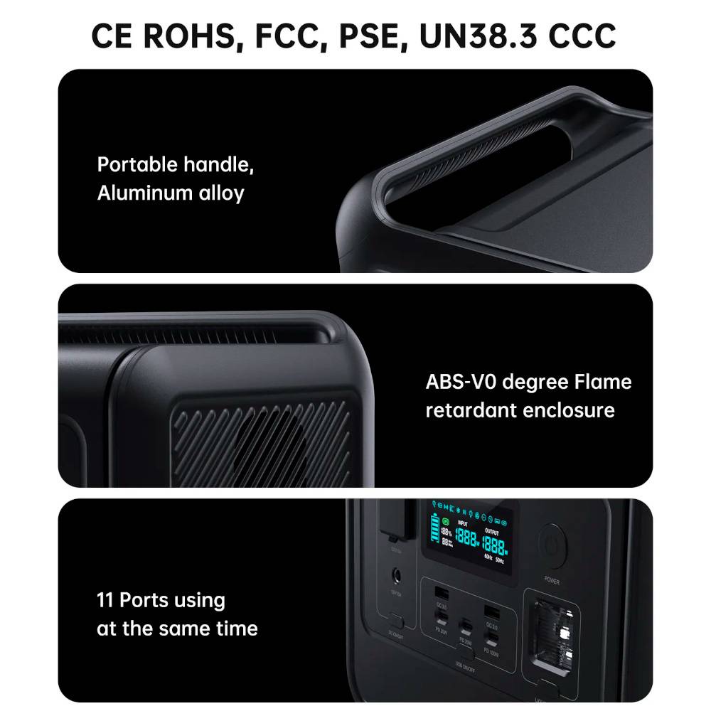 Зарядна станція CHOETECH Power Station Black (BS060) Номінальна потужність 800
