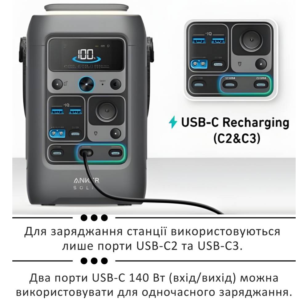 Зарядная станция ANKER Solix C300 DC 300W/288Wh Black (714963) ᐉ