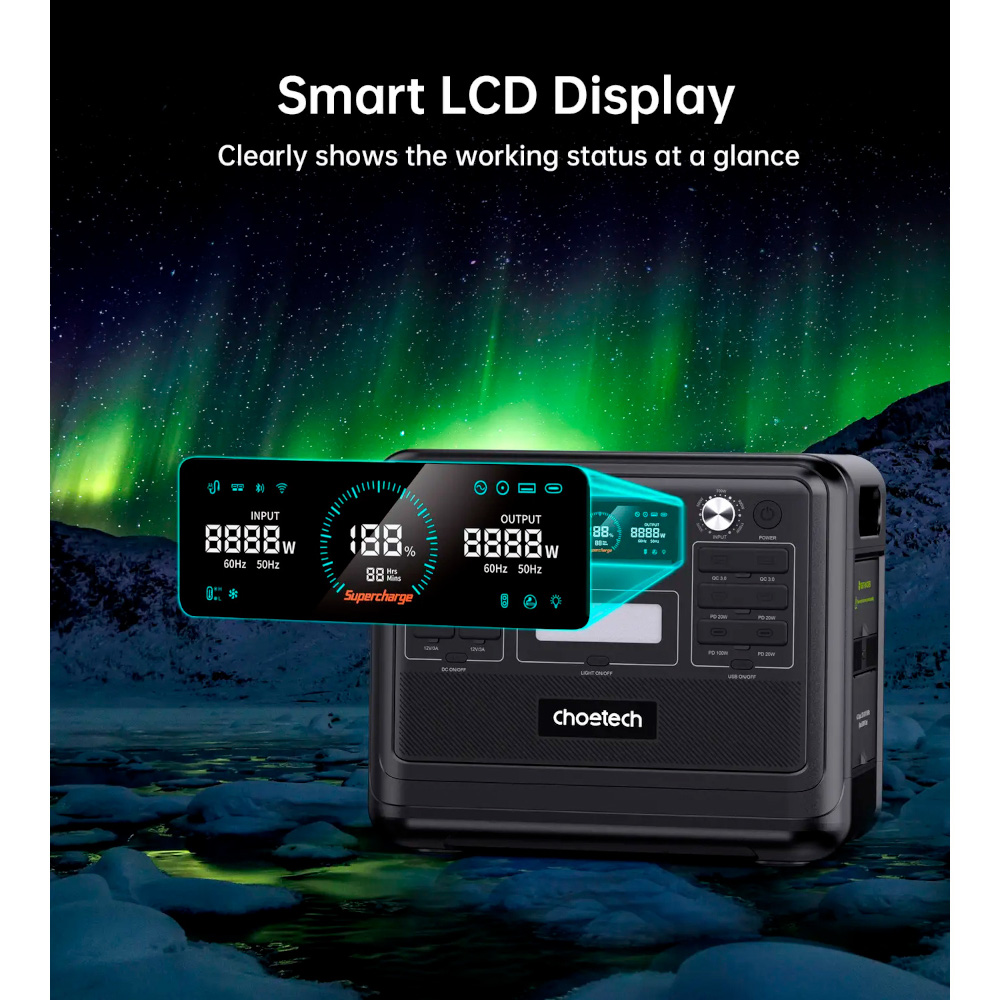 Покупка Зарядна станція CHOETECH 2400W PS Wifi+Bt 2048Wh (BS008-BQB)