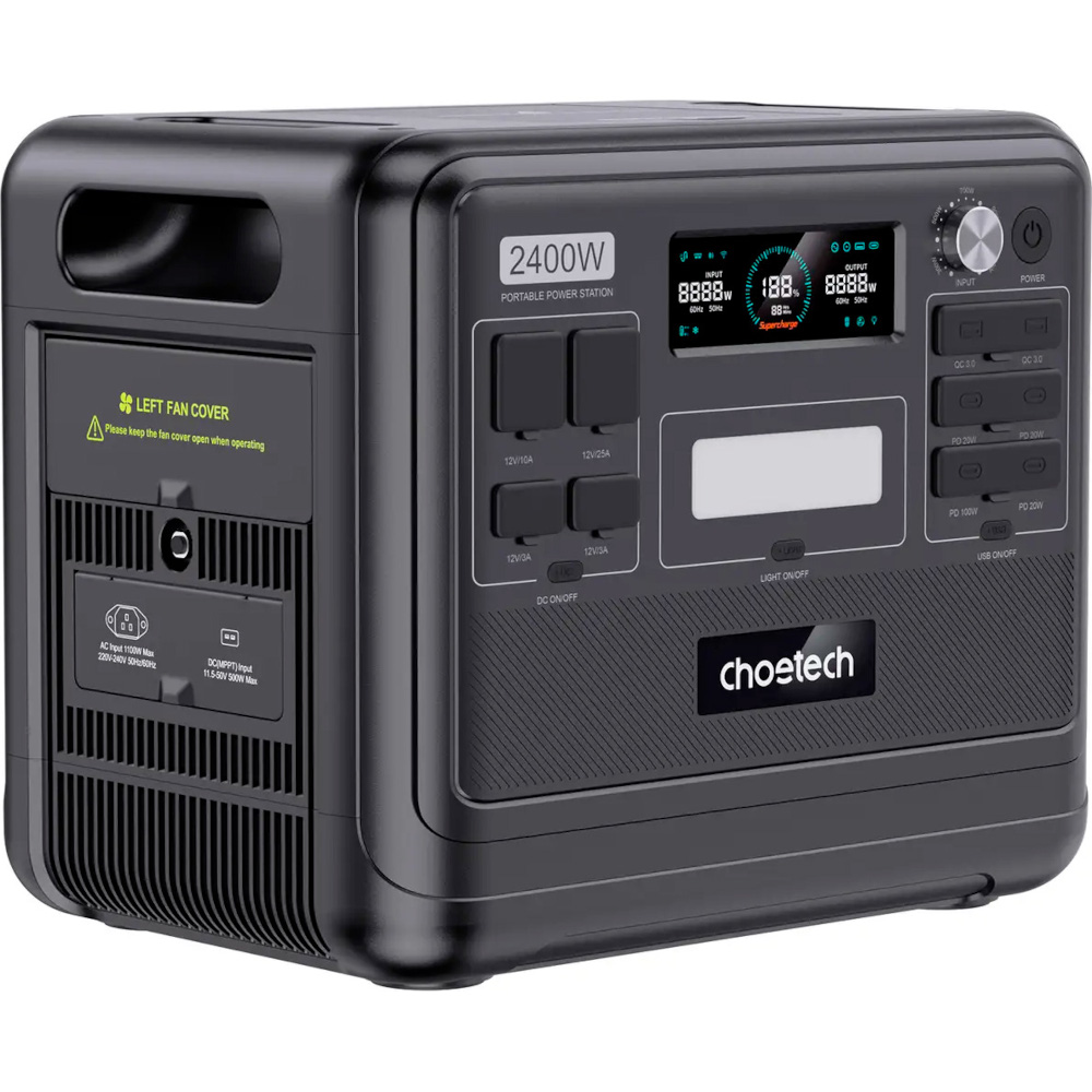 Зарядна станція CHOETECH 2400W PS Wifi+Bt 2048Wh (BS008-BQB) Спосіб заряджання від автомобільної зарядки